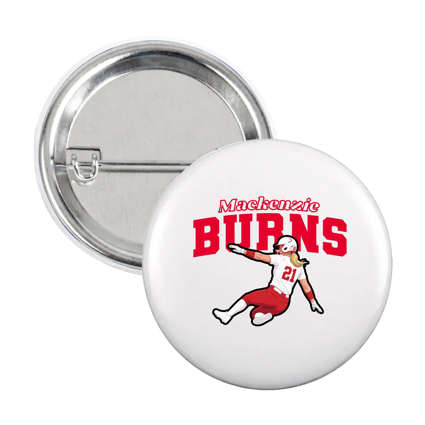Game Day Button — Name Arch in White