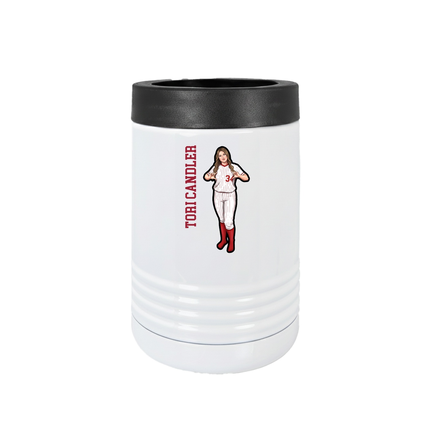 Beverage Holder — Name Vertical in White