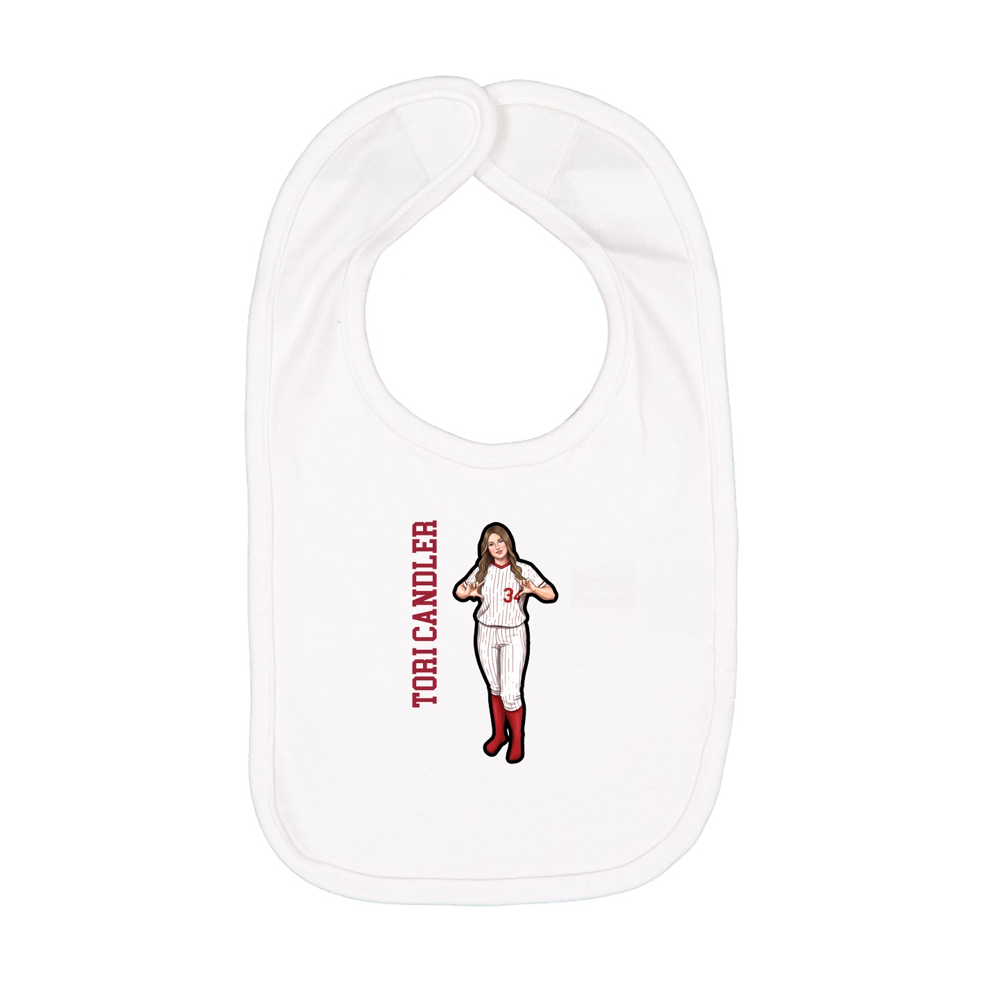Infant Bib — Name Vertical in White