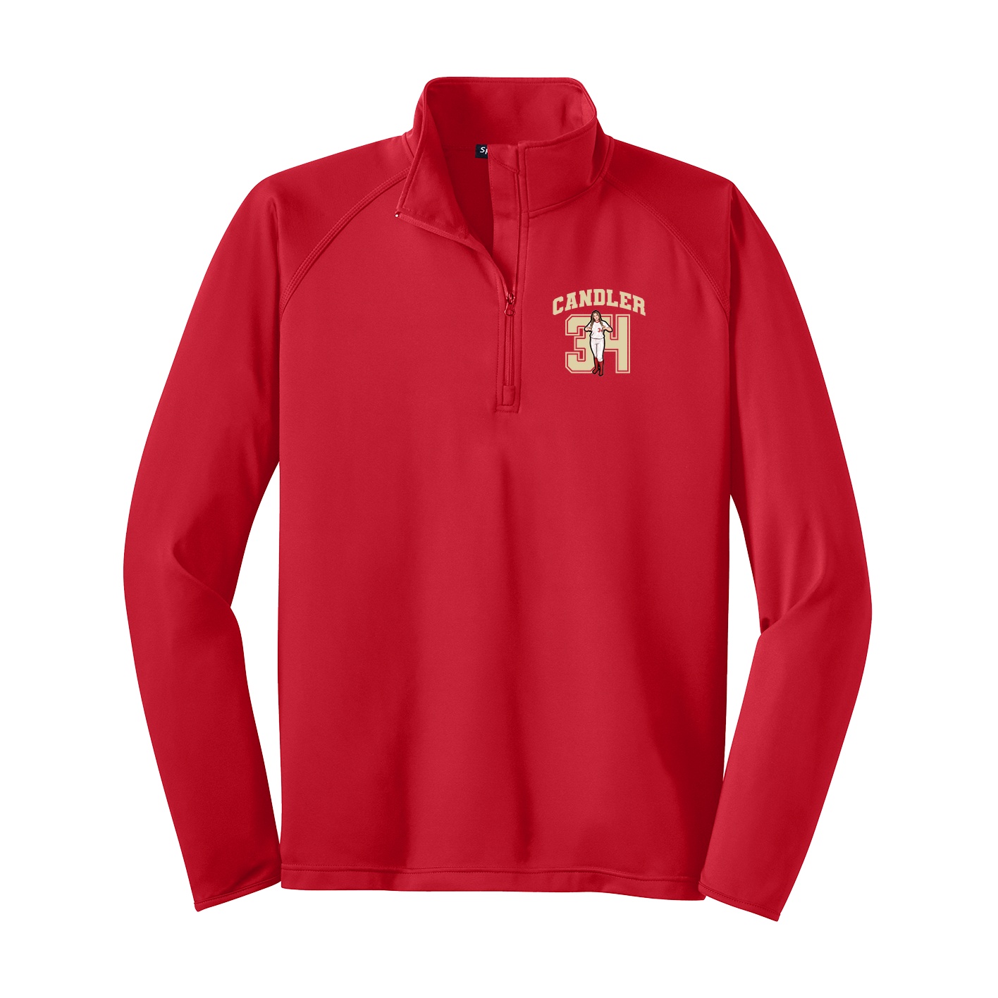 Q-Zip Pullover — Number in Red
