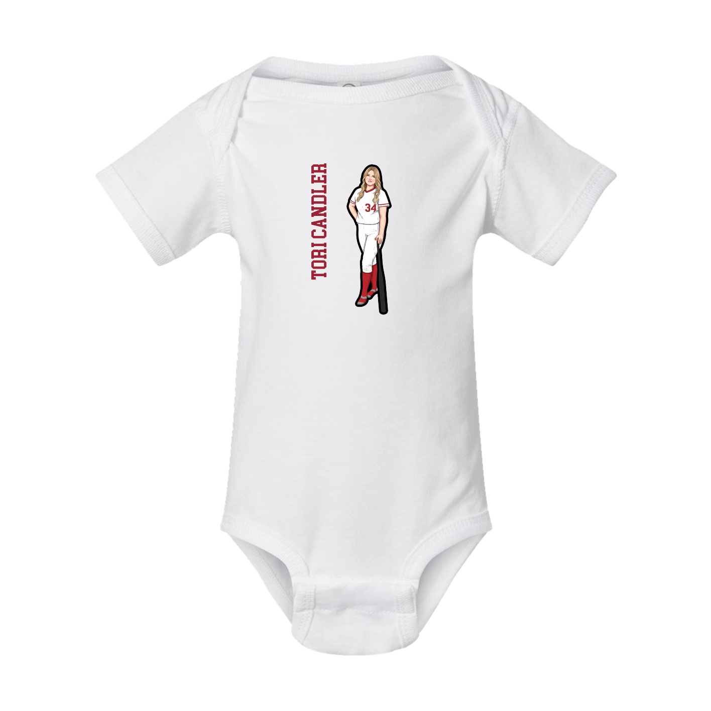 Baby Onesie — Name Vertical in White