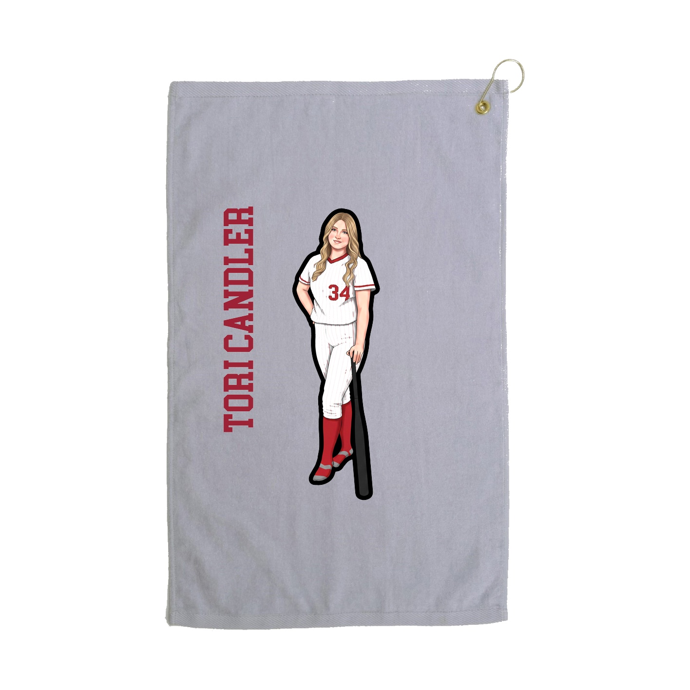 Golf Towel — Name Vertical in Grey