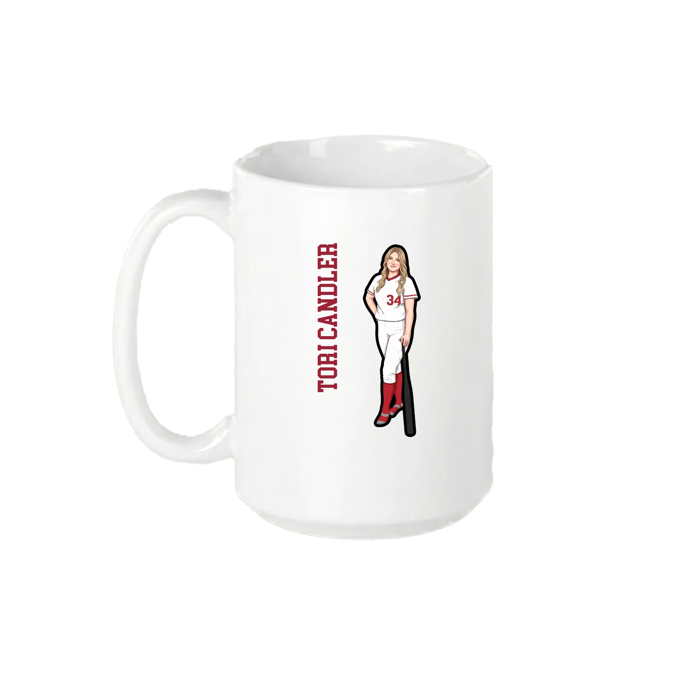 15oz Coffee Mug — Name Vertical in White