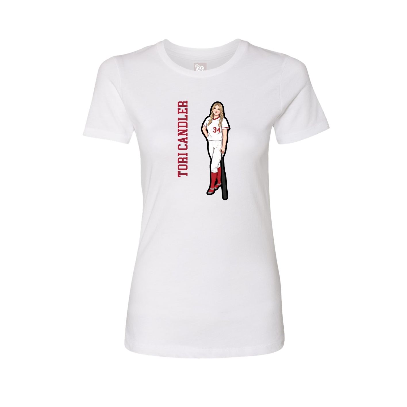Fitted Women's Tee — Name Vertical in White