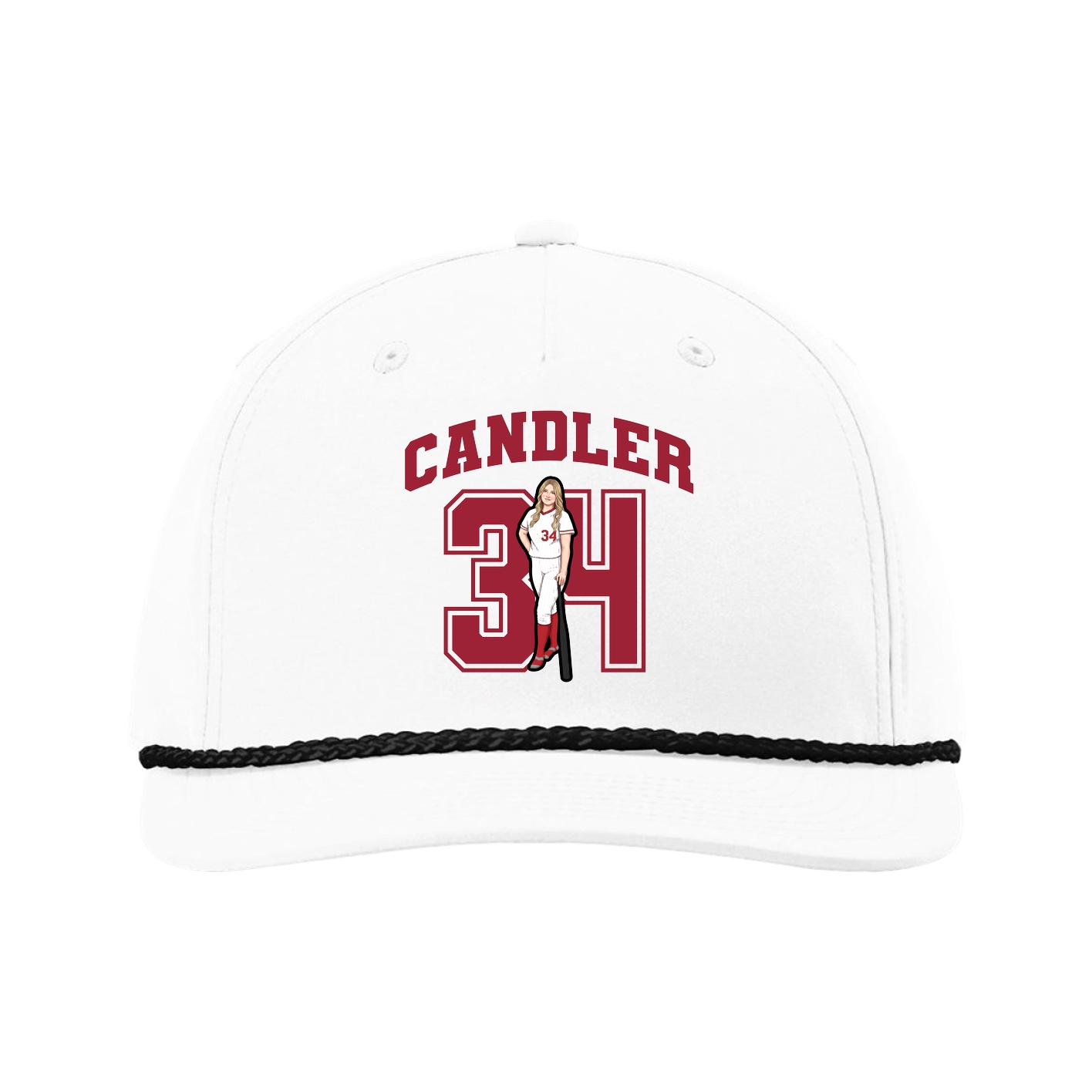 Five-Panel Classic Rope Cap — Number in White