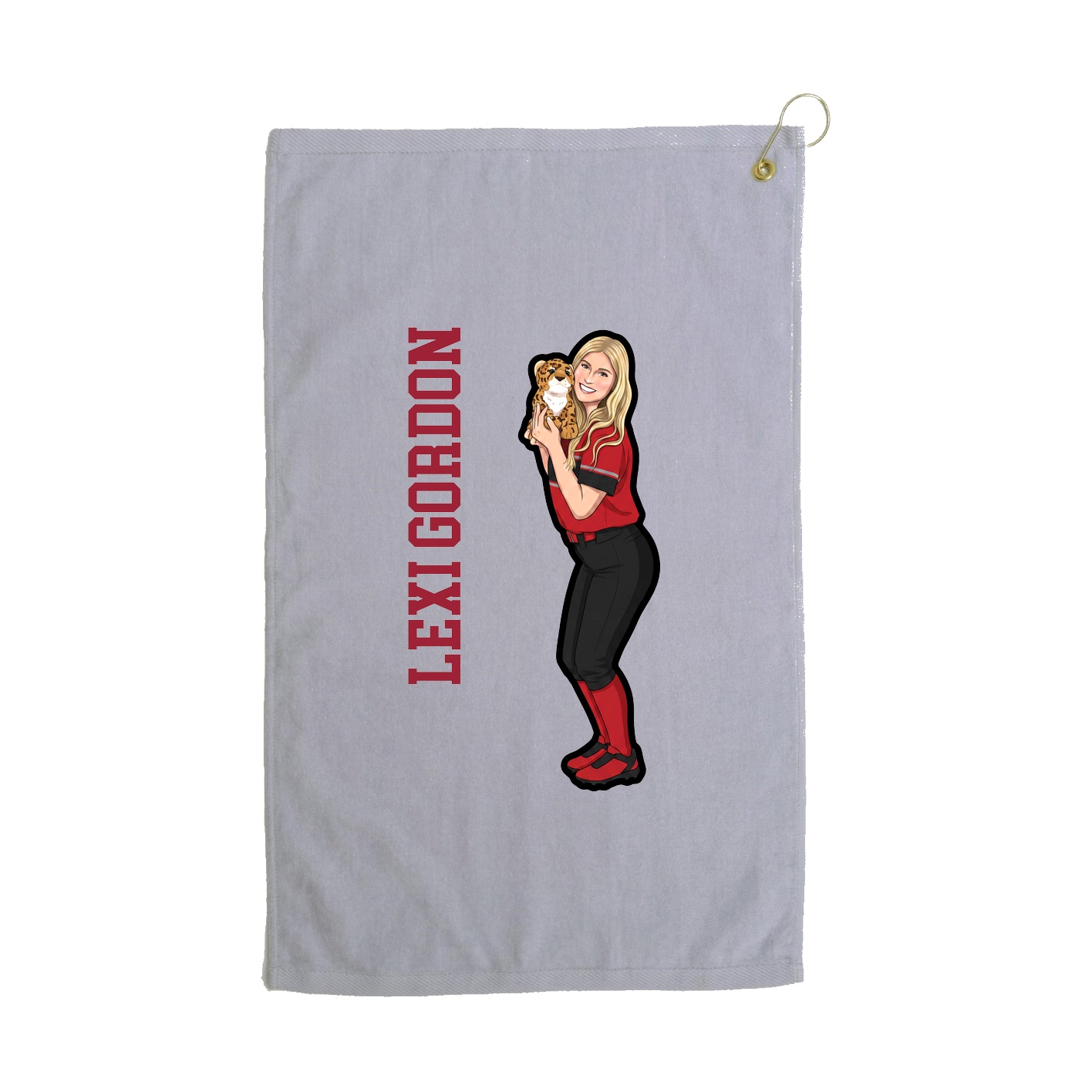 Golf Towel — Name Vertical in Grey