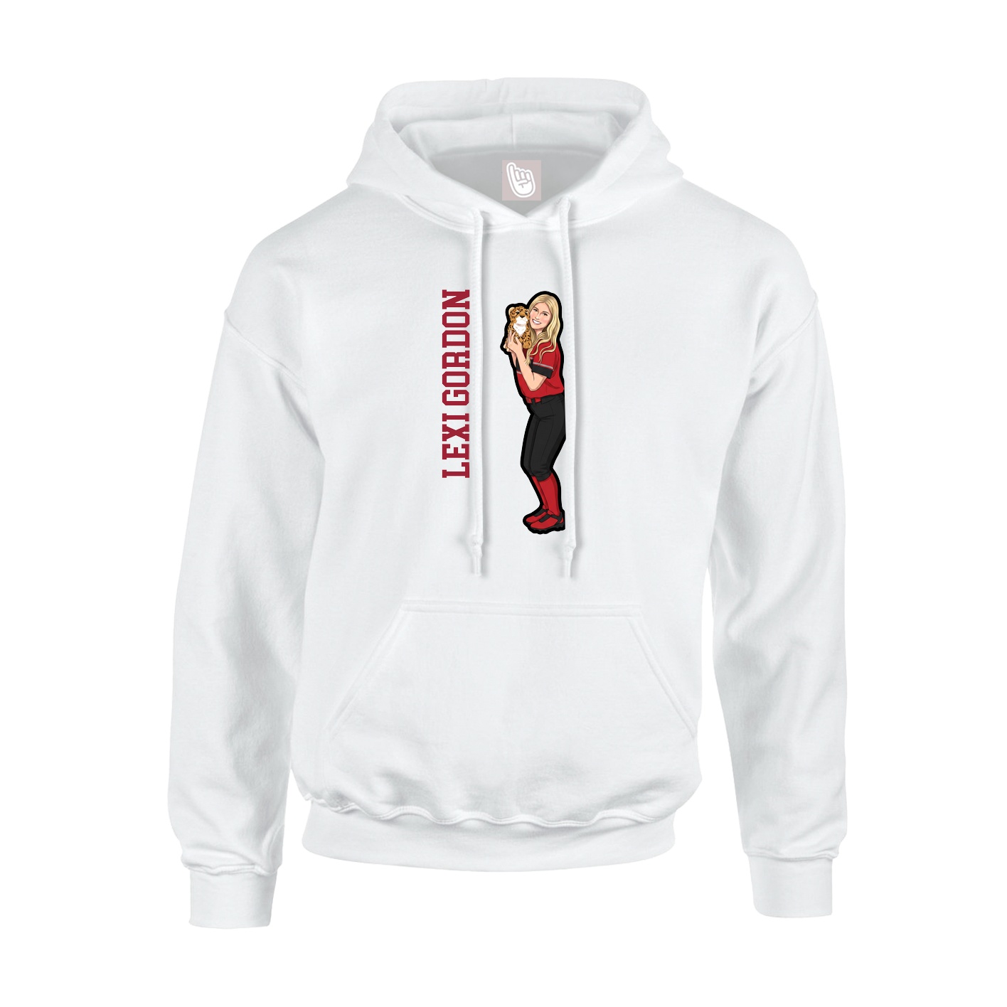 Youth Hoodie — Name Vertical in White