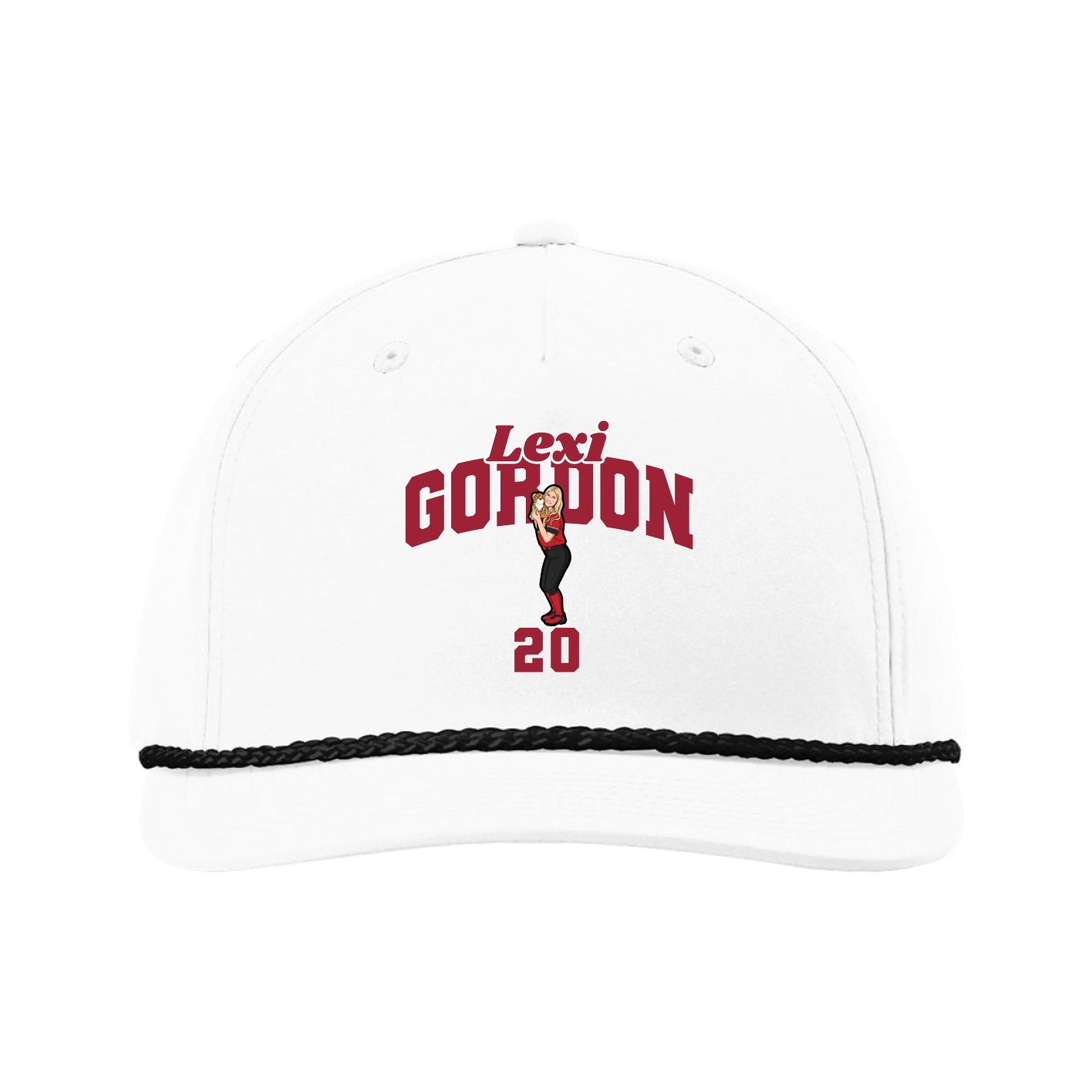 Five-Panel Classic Rope Cap — Signature Arch in White