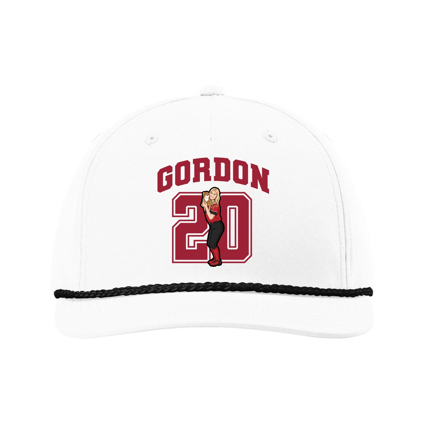 Five-Panel Classic Rope Cap — Number in White