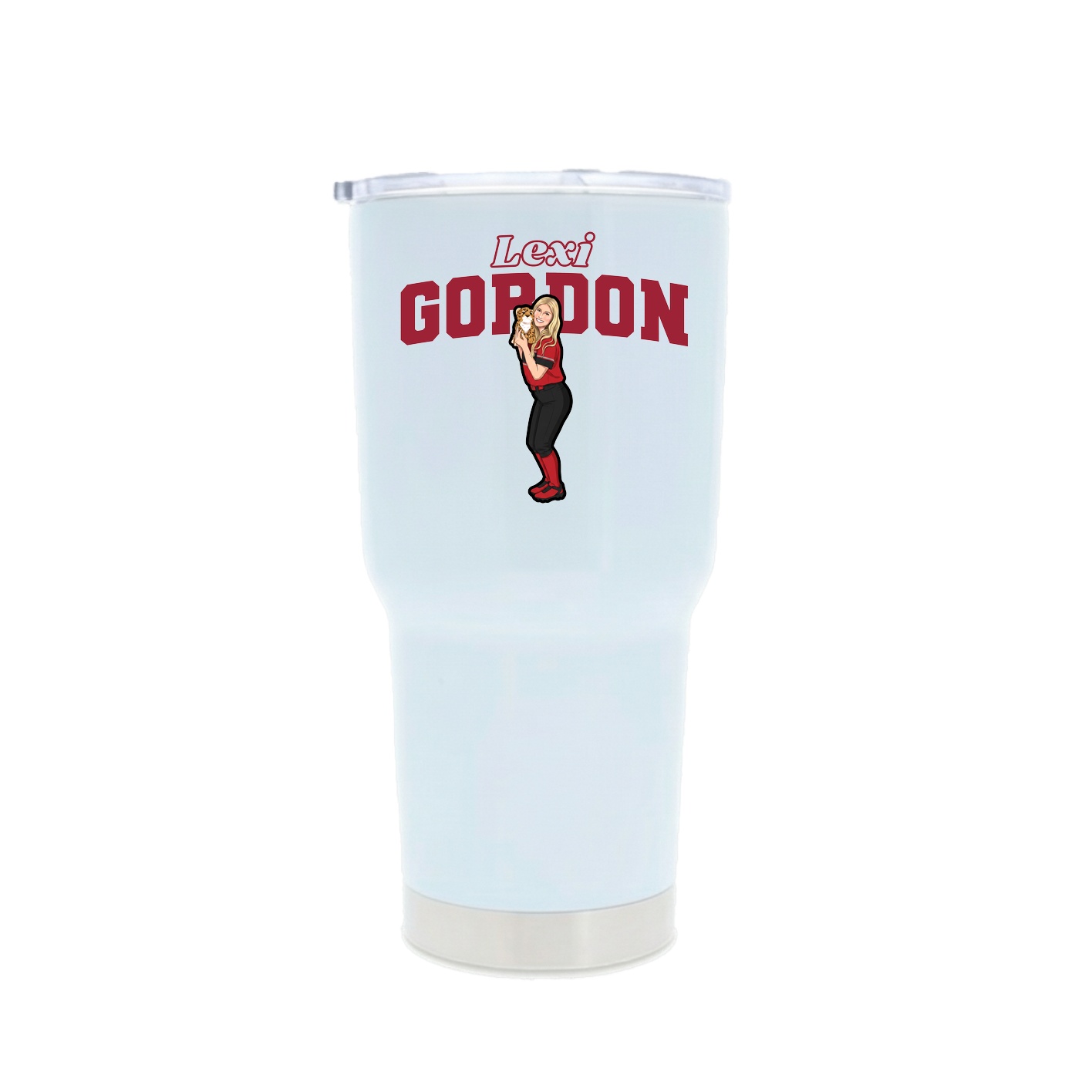 30oz Stainless Steel Tumbler — Name Arch in White