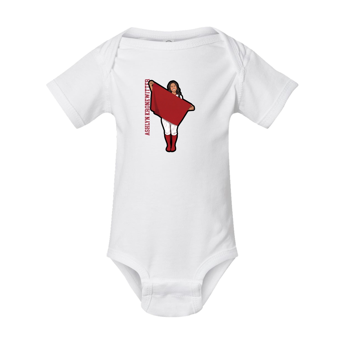 Baby Onesie — Name Vertical in White