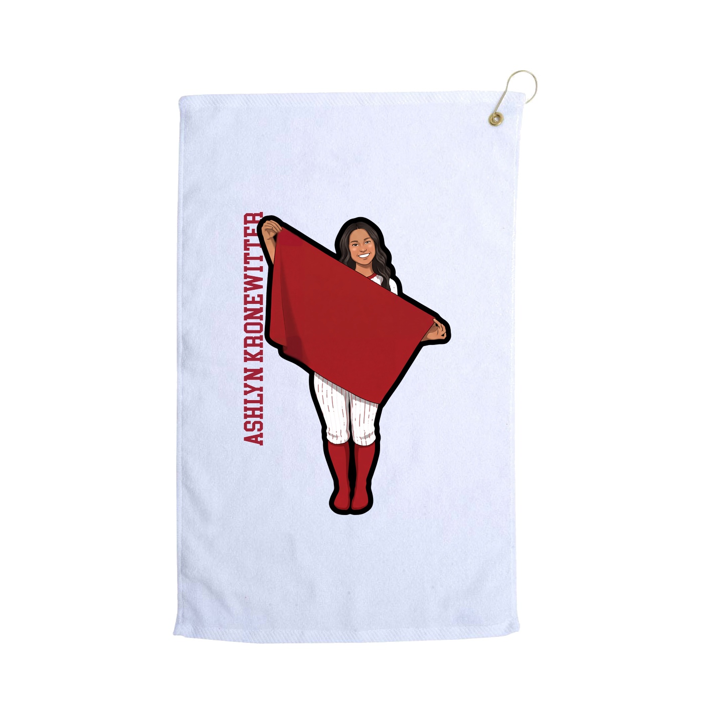 Golf Towel — Name Vertical in White