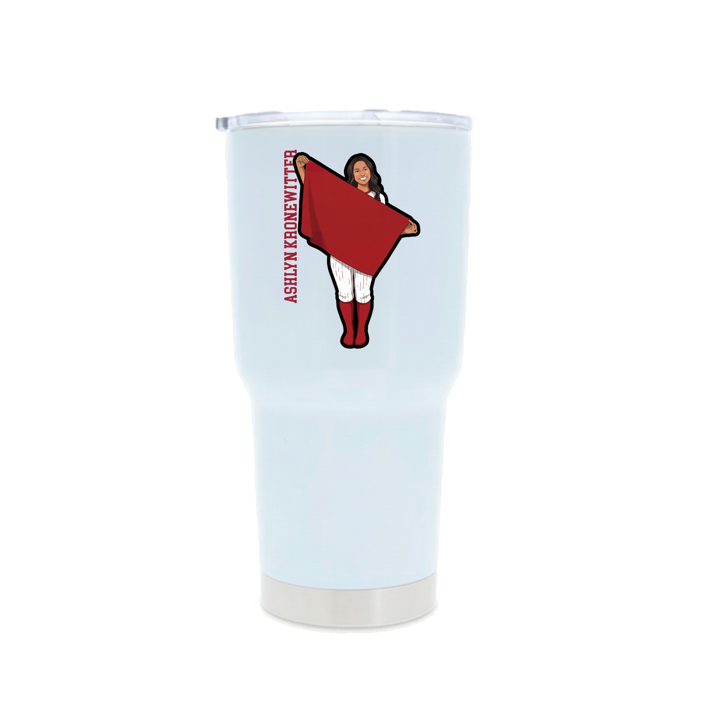 30oz Stainless Steel Tumbler — Name Vertical in White