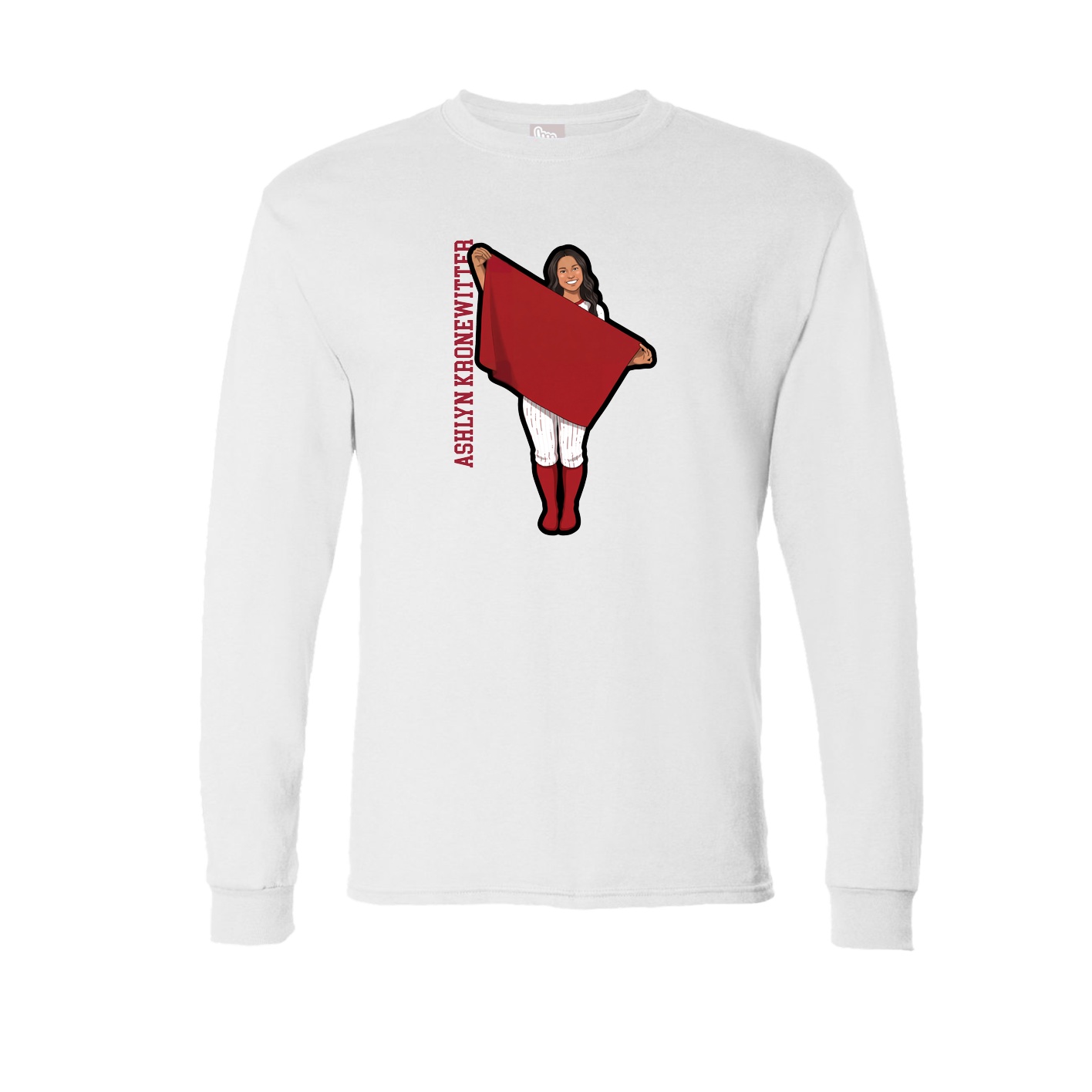 Long Sleeve Tee — Name Vertical in White