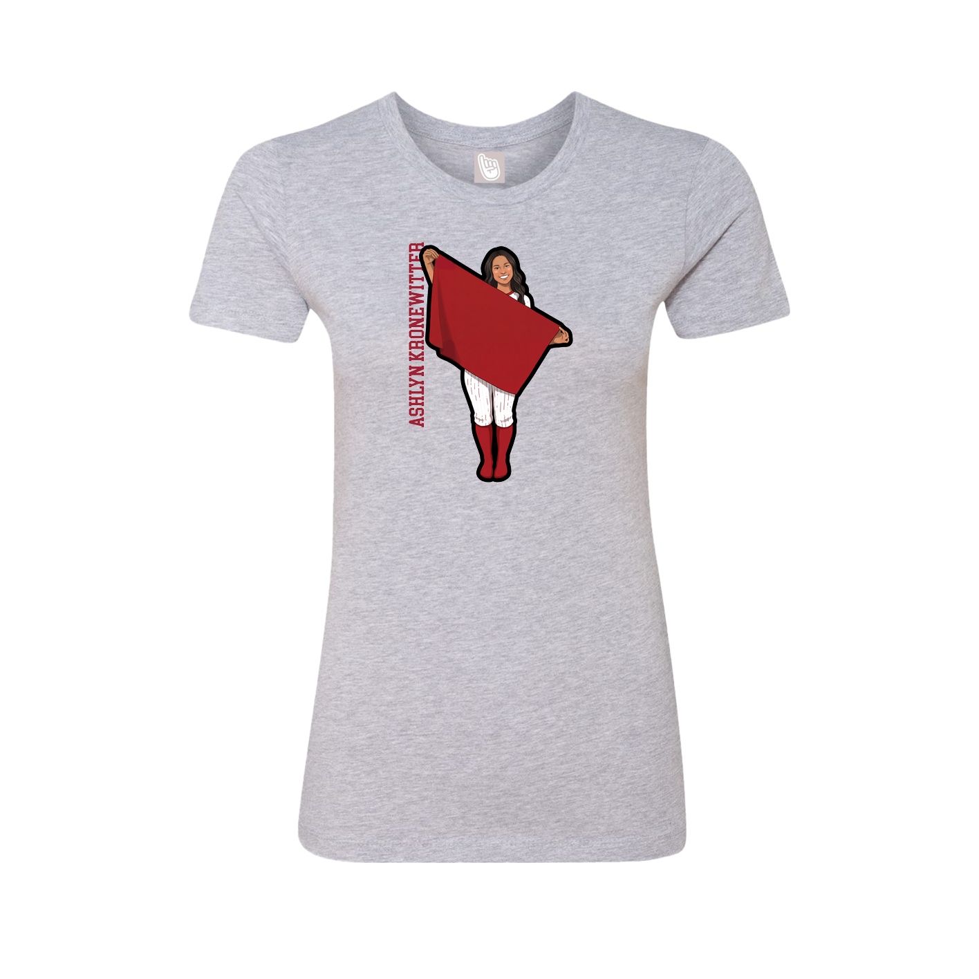 Fitted Women's Tee — Name Vertical in Grey