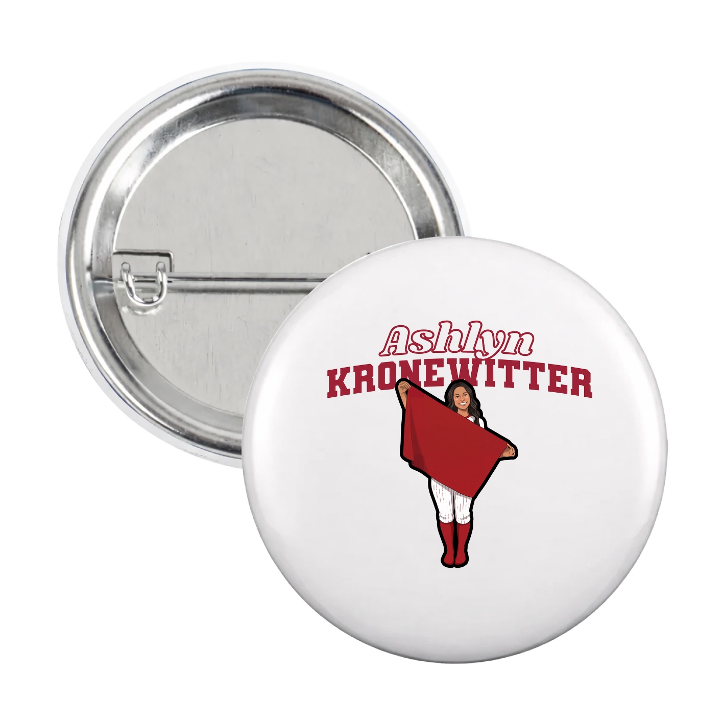 Game Day Button — Name Arch in White