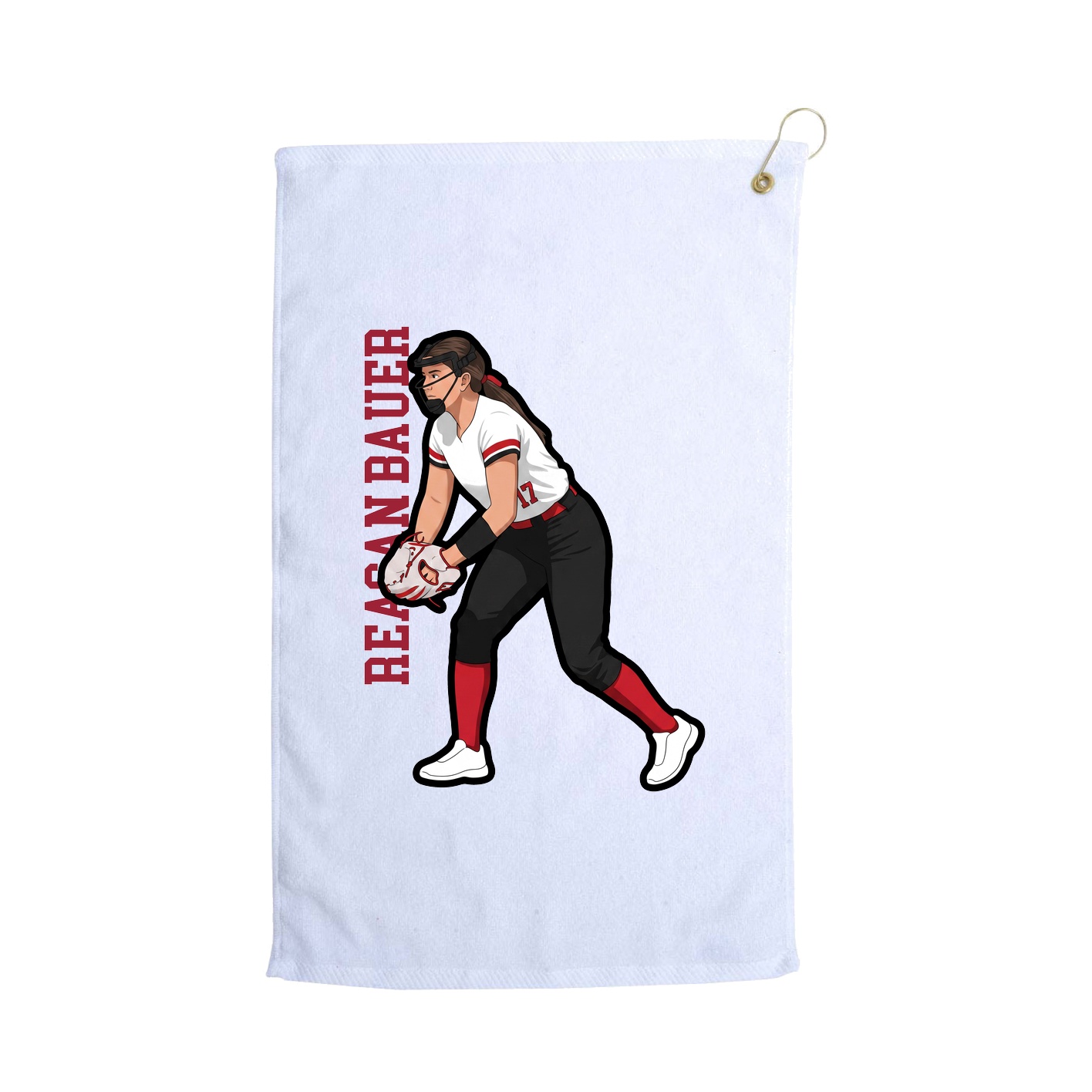 Golf Towel — Name Vertical in White