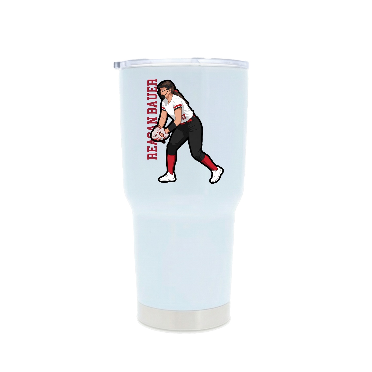 30oz Stainless Steel Tumbler — Name Vertical in White