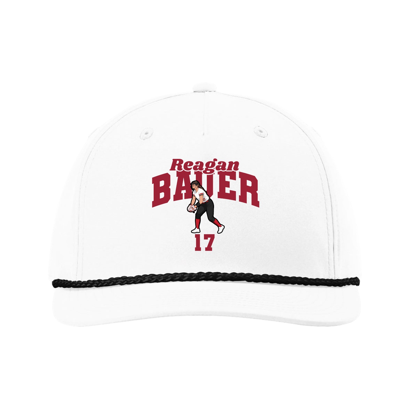 Five-Panel Classic Rope Cap — Signature Arch in White