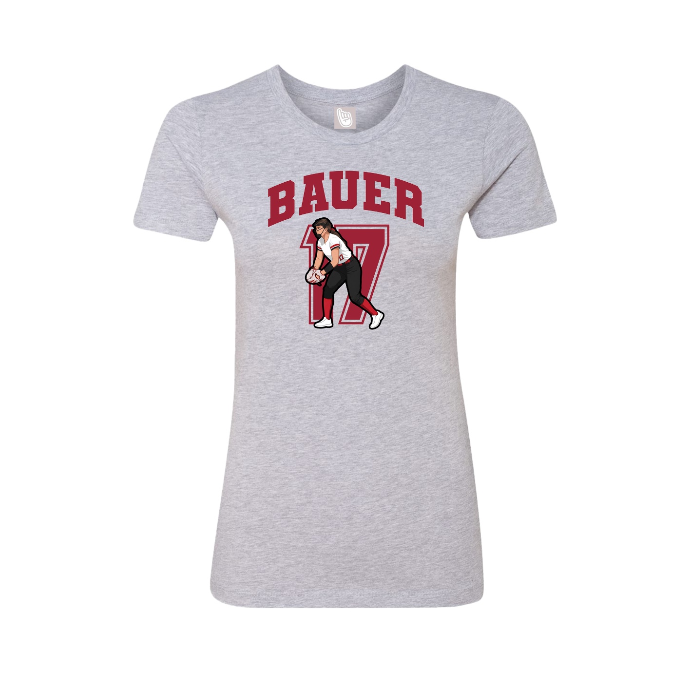Fitted Women's Tee — Number in Grey
