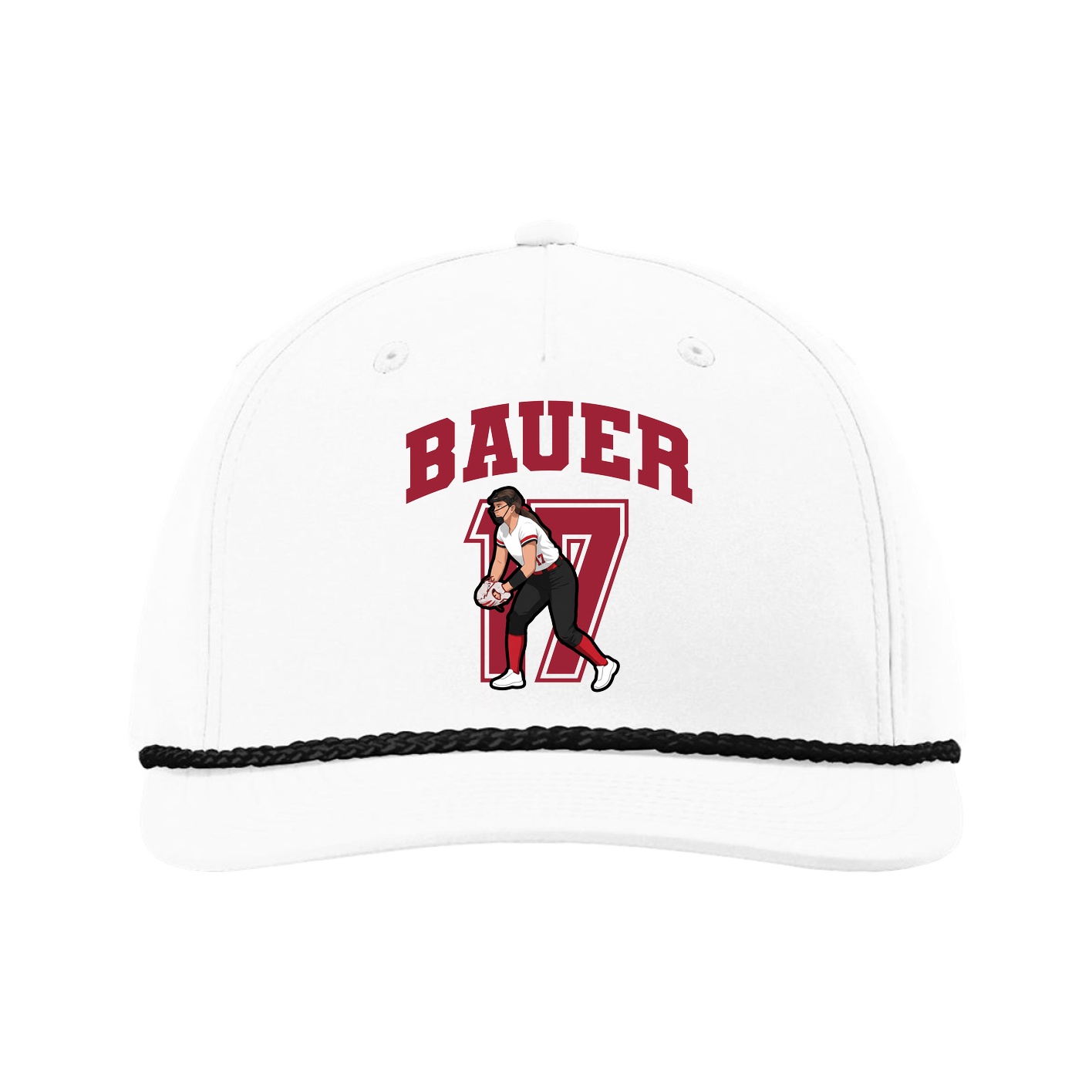 Five-Panel Classic Rope Cap — Number in White