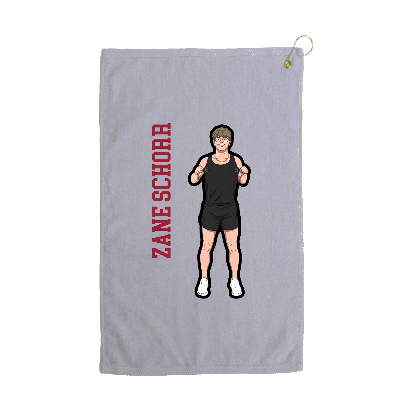 Golf Towel — Name Vertical in Grey