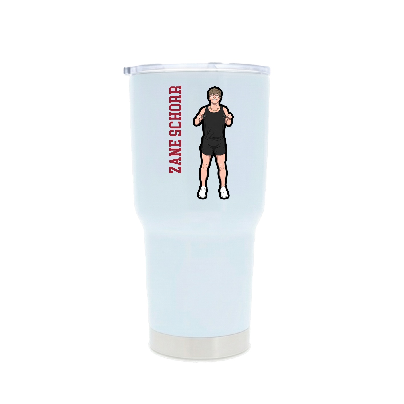 30oz Stainless Steel Tumbler — Name Vertical in White