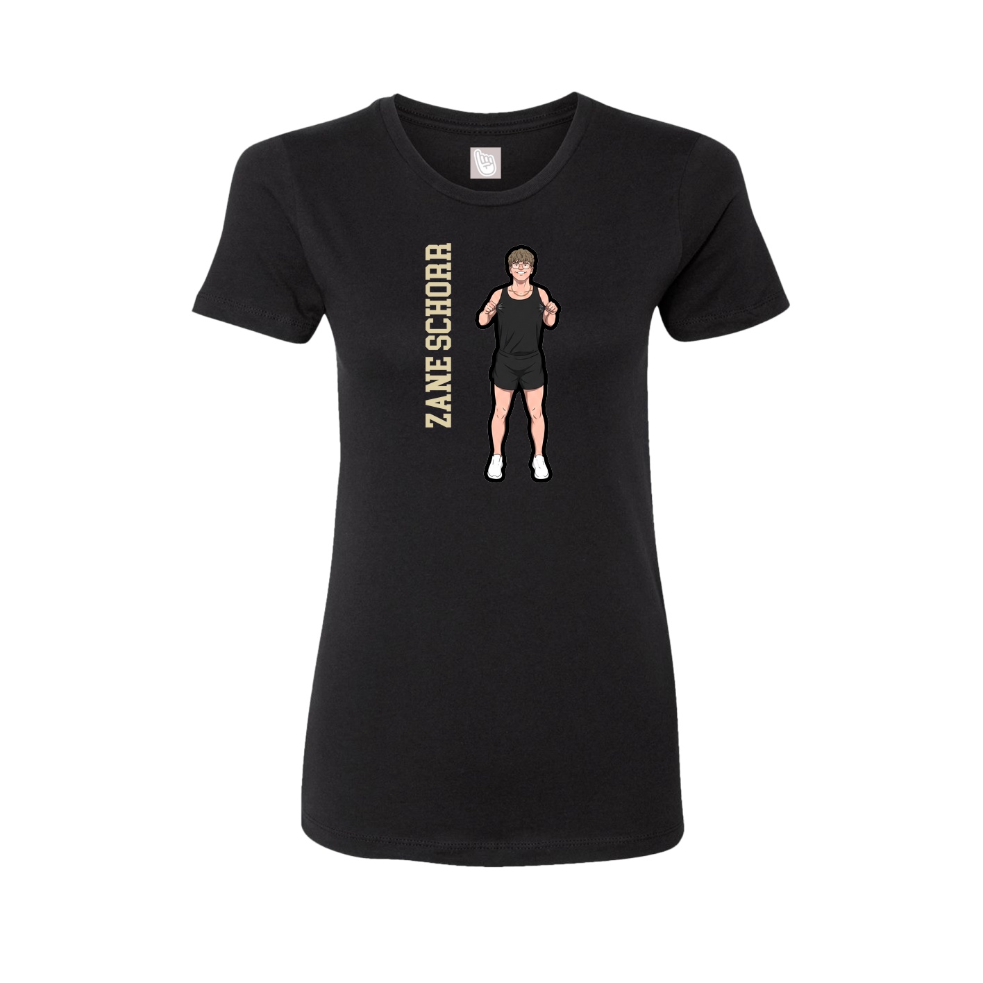 Fitted Women's Tee — Name Vertical in Black