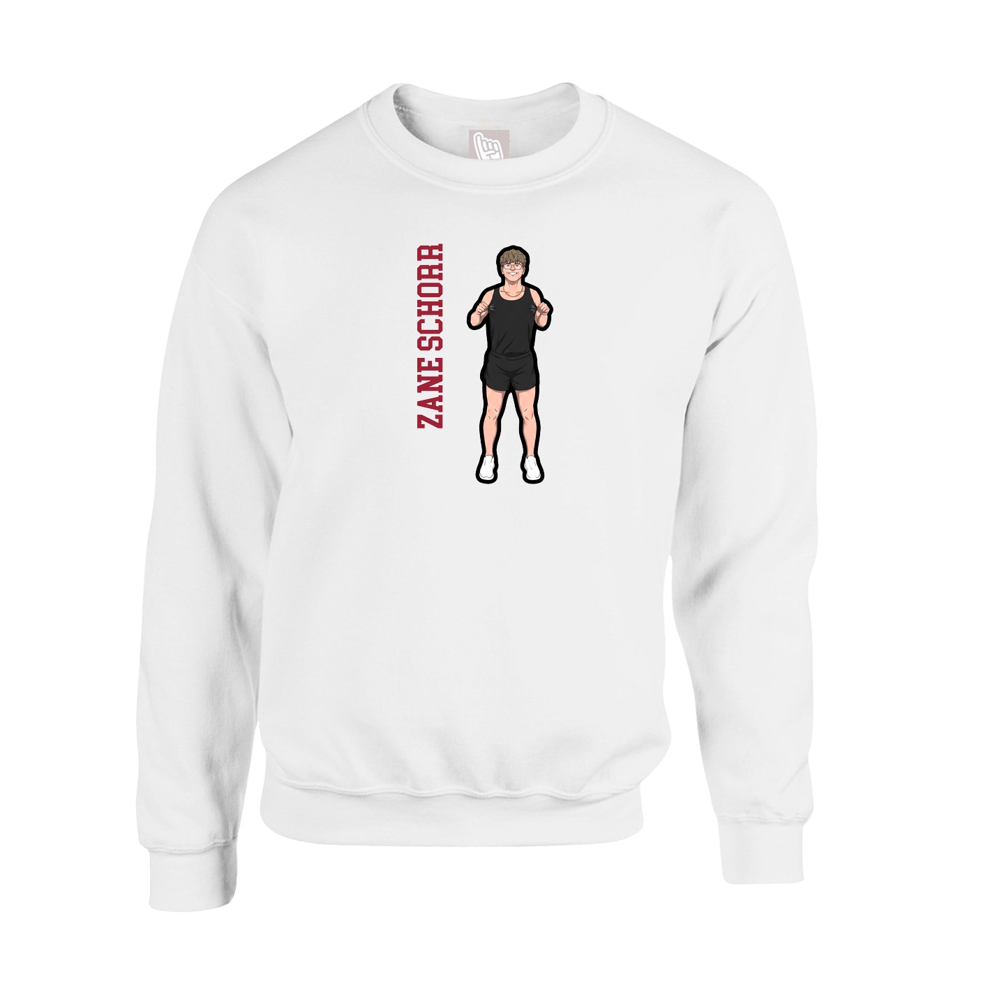 Fleece Crew — Name Vertical in White