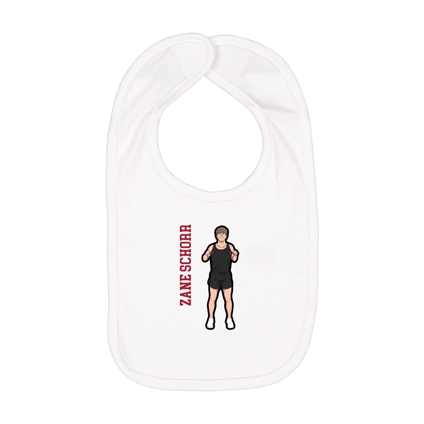 Infant Bib — Name Vertical in White