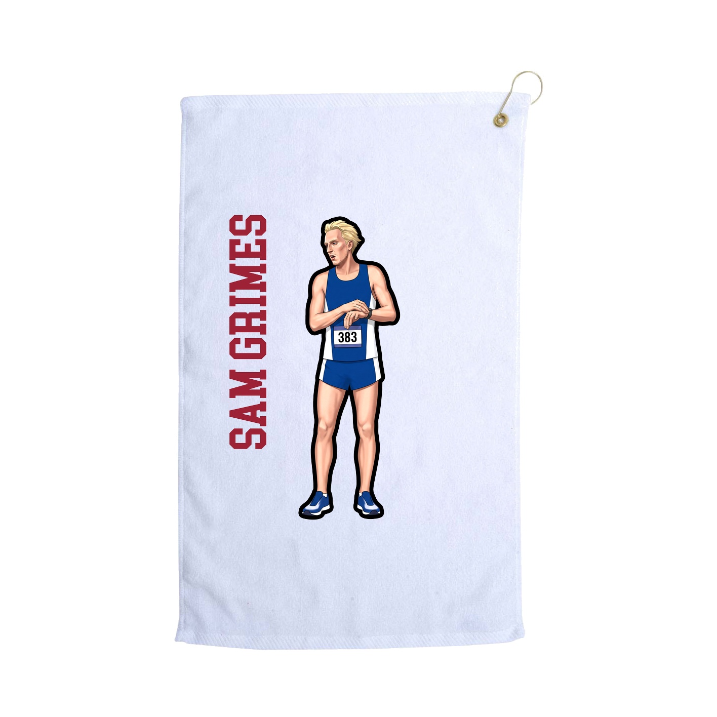 Golf Towel — Name Vertical in White