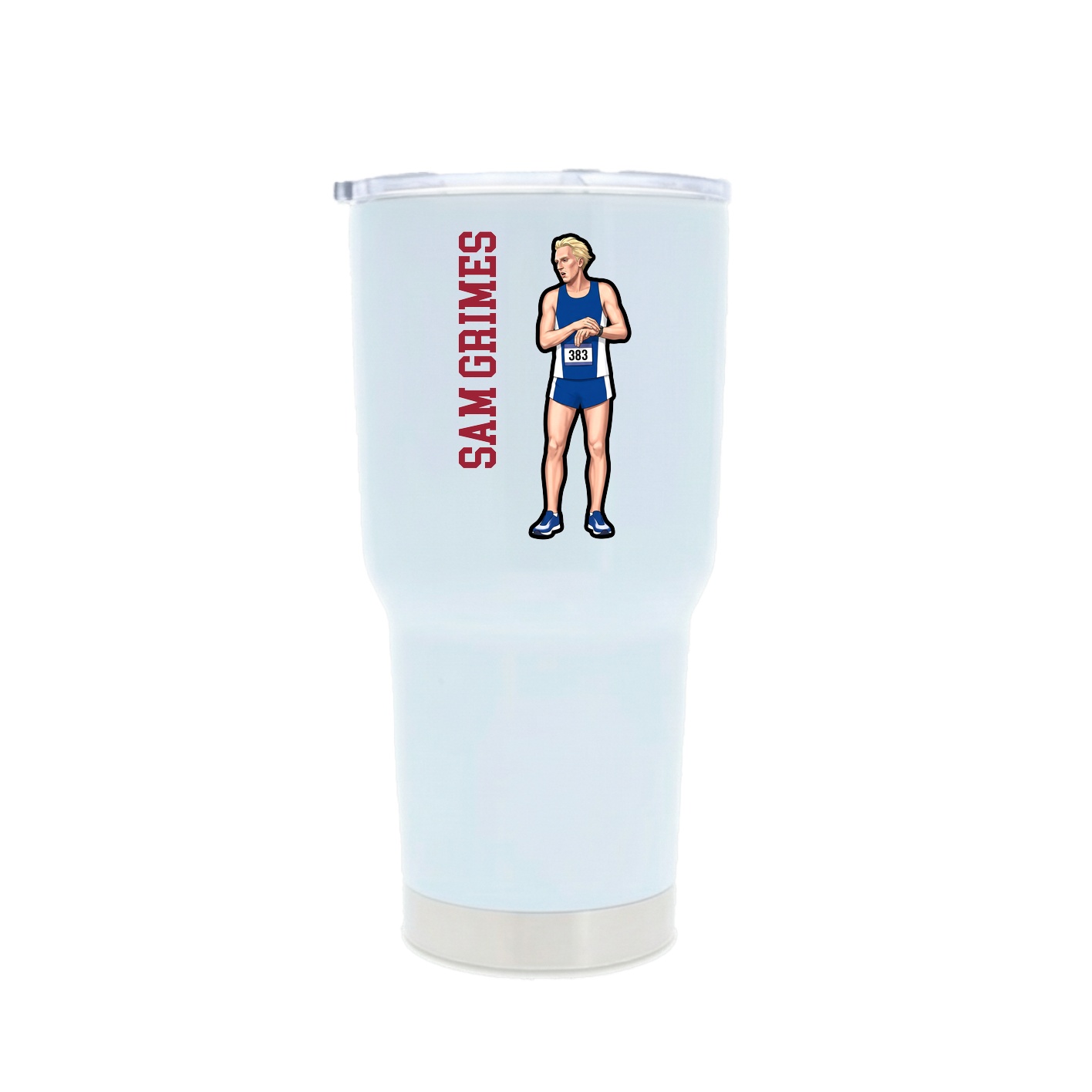 30oz Stainless Steel Tumbler — Name Vertical in White
