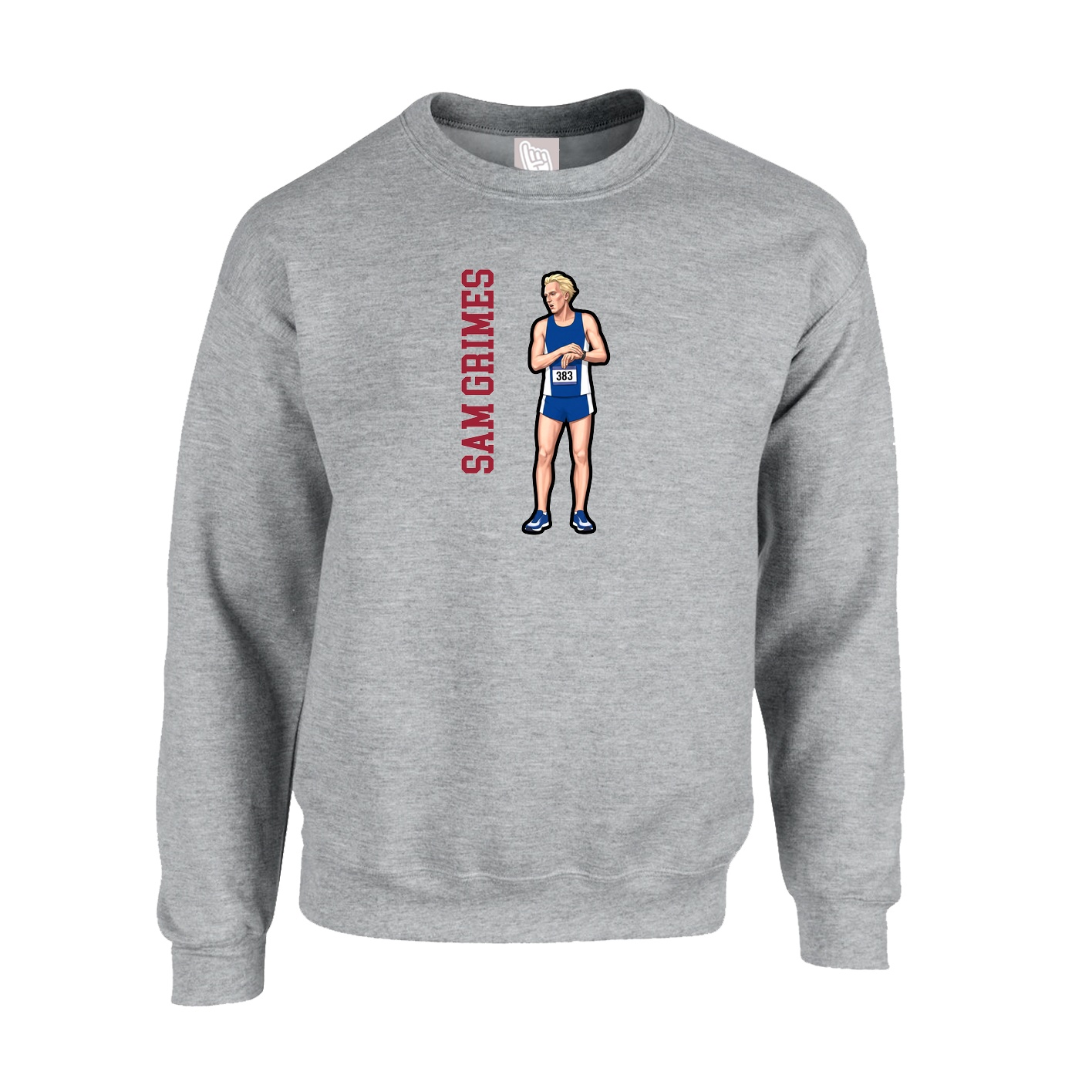 Fleece Crew — Name Vertical in Grey