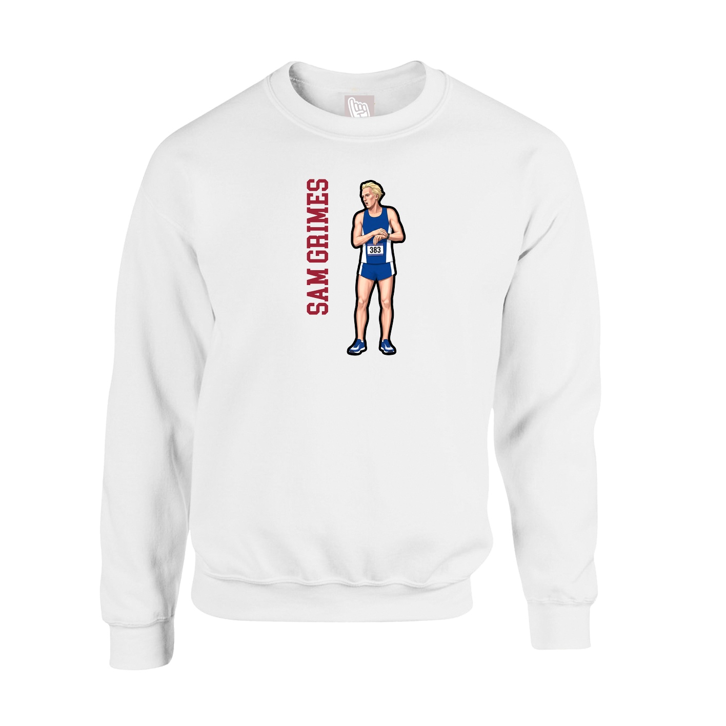 Fleece Crew — Name Vertical in White
