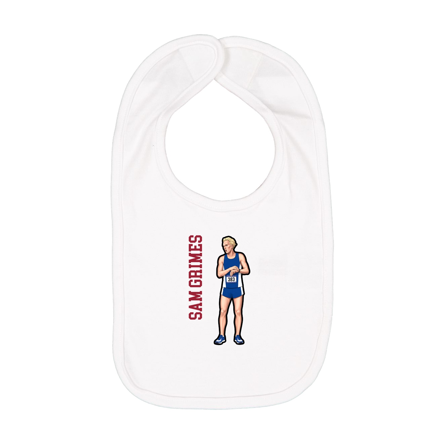 Infant Bib — Name Vertical in White