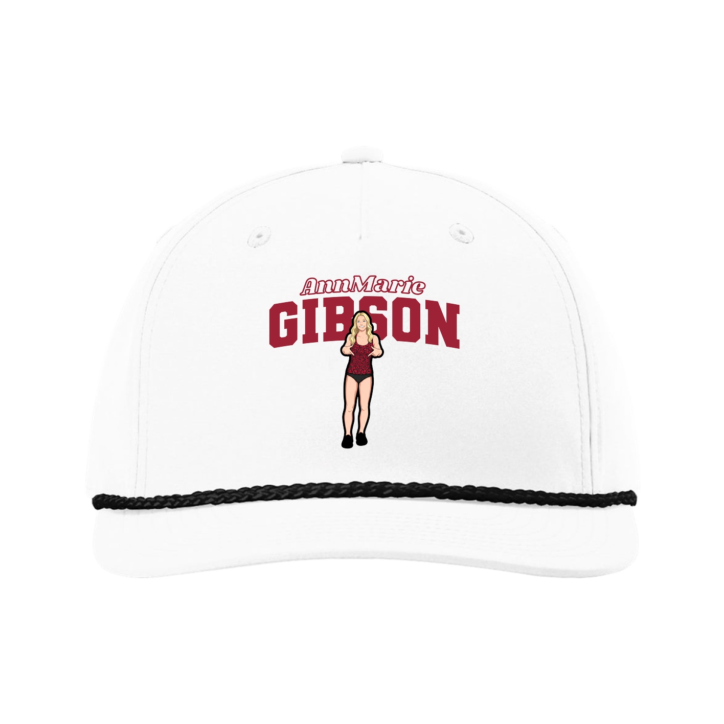 Five-Panel Classic Rope Cap — Name Arch in White