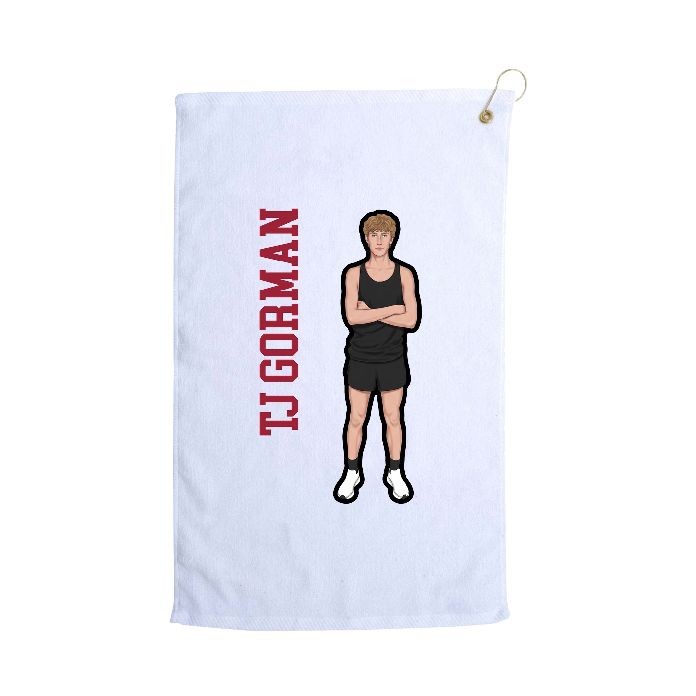 Golf Towel — Name Vertical in White