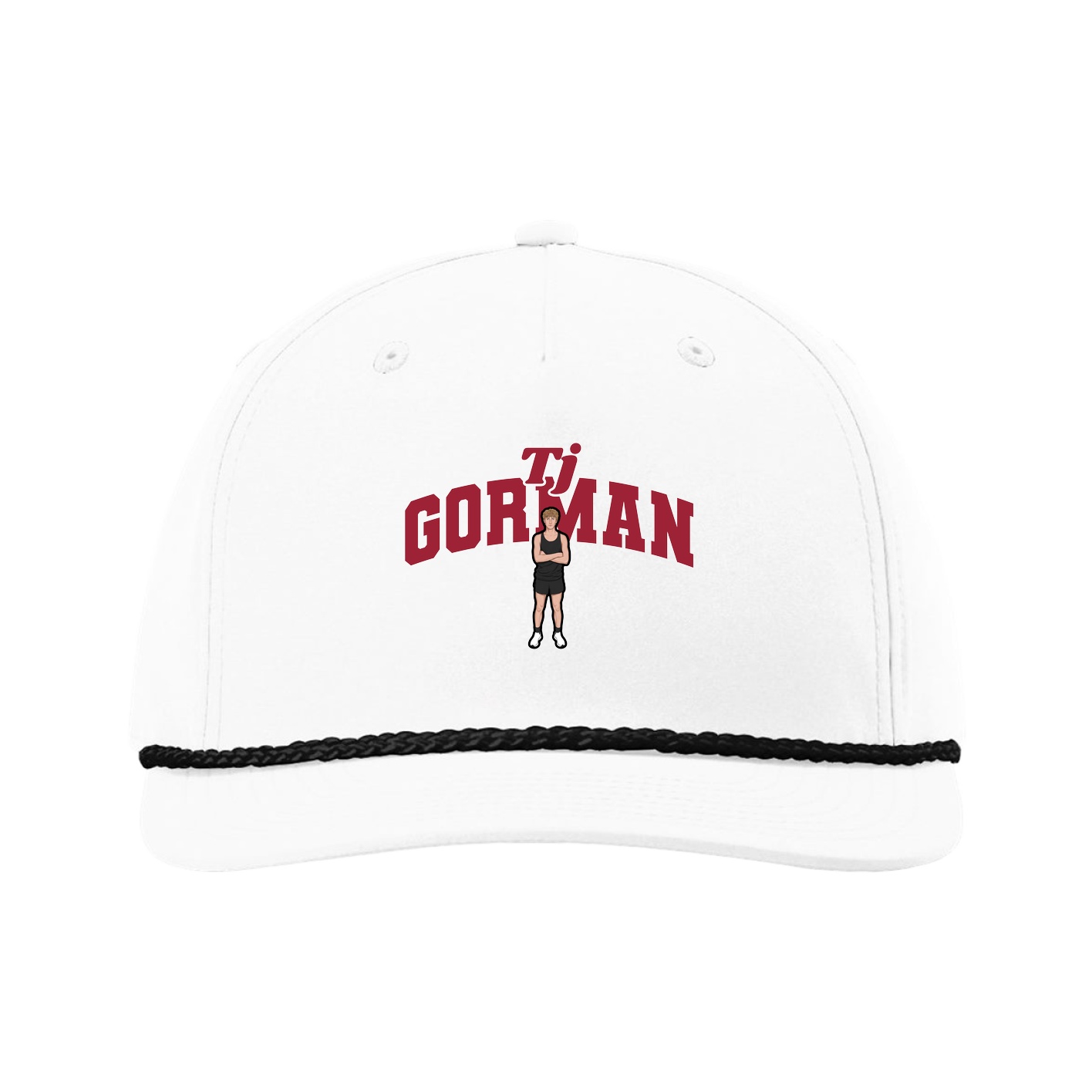 Five-Panel Classic Rope Cap — Signature Arch in White