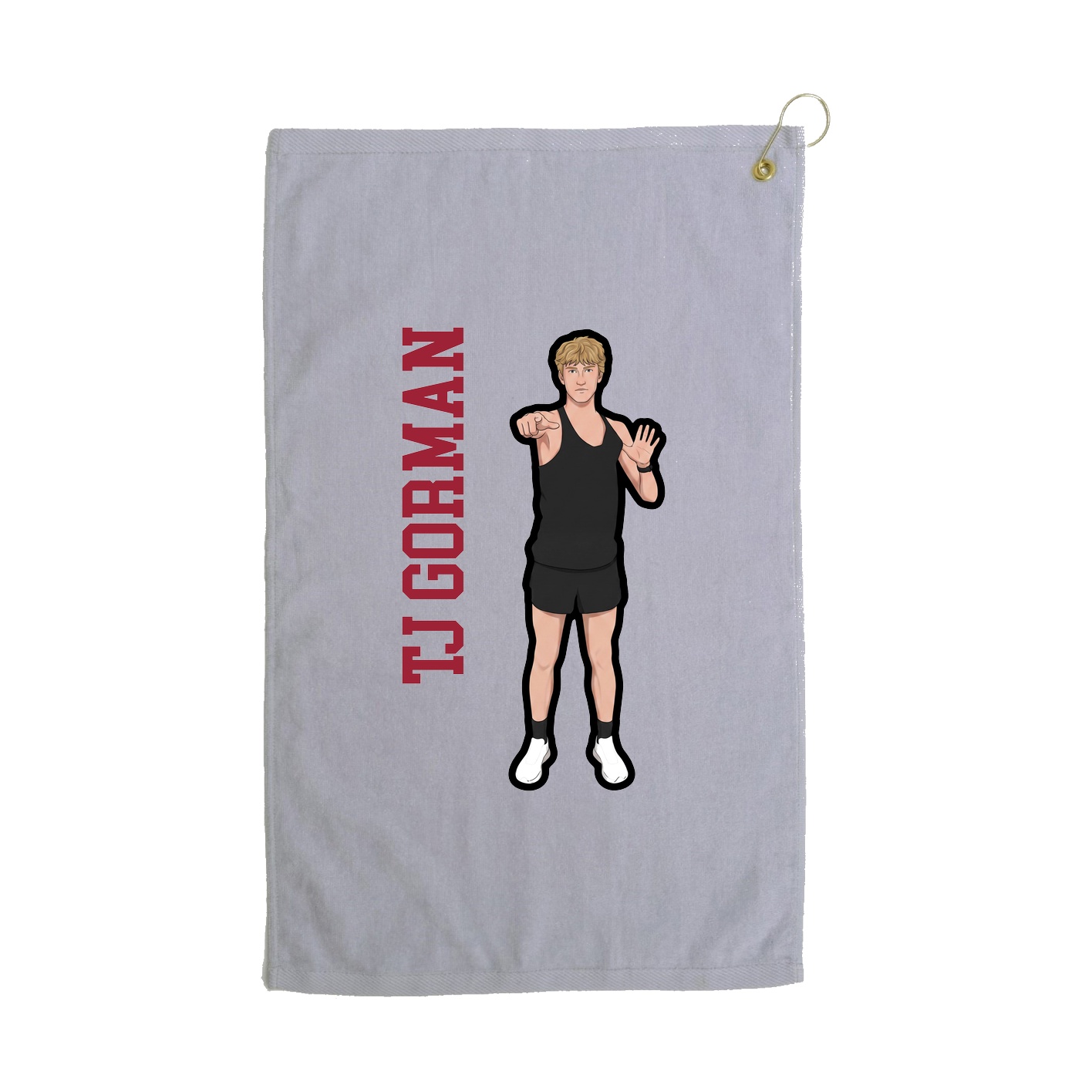 Golf Towel — Name Vertical in Grey