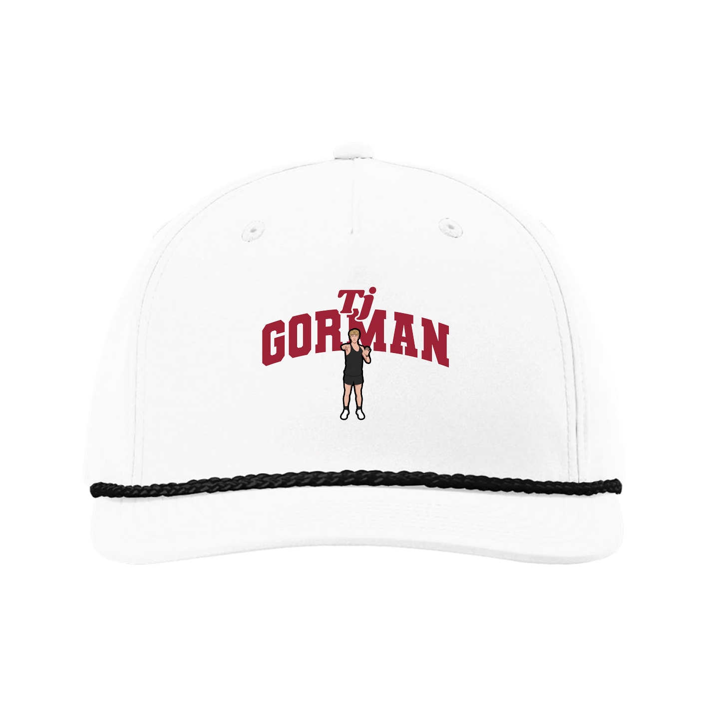 Five-Panel Classic Rope Cap — Signature Arch in White