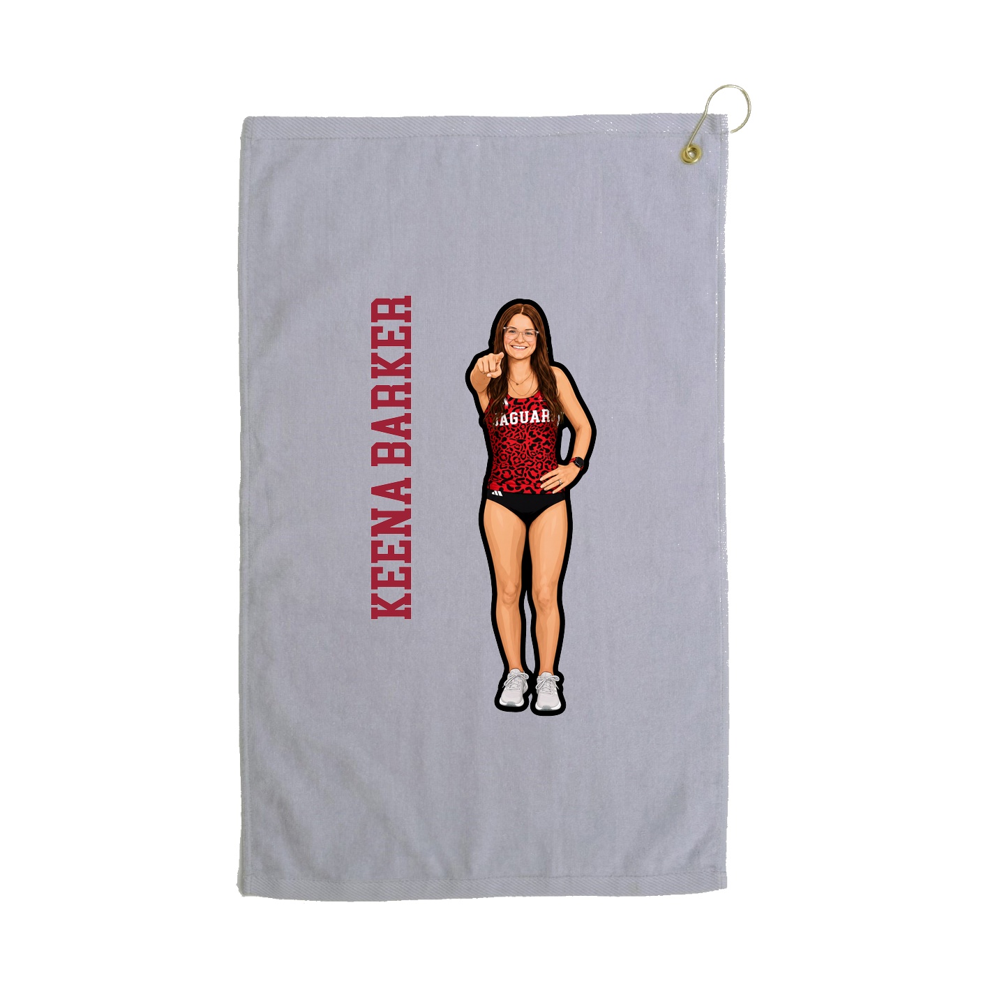 Golf Towel — Name Vertical in Grey