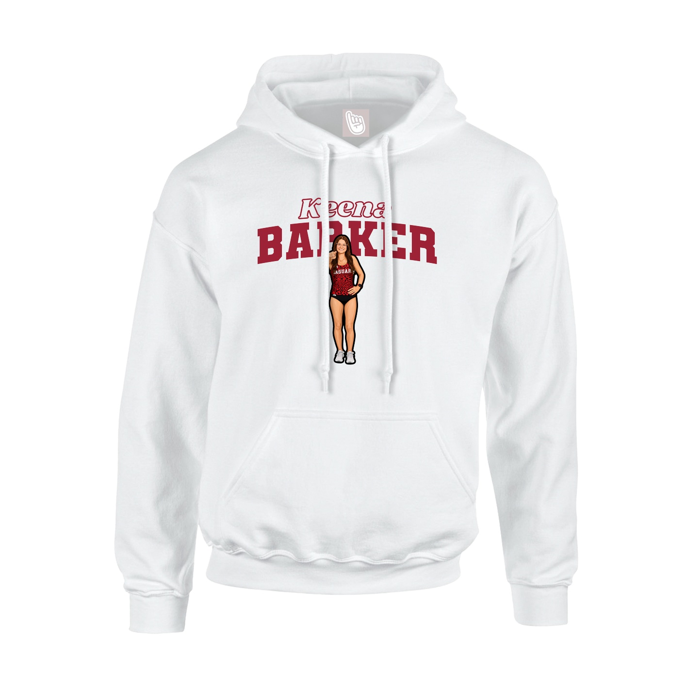 Youth Hoodie — Name Arch in White