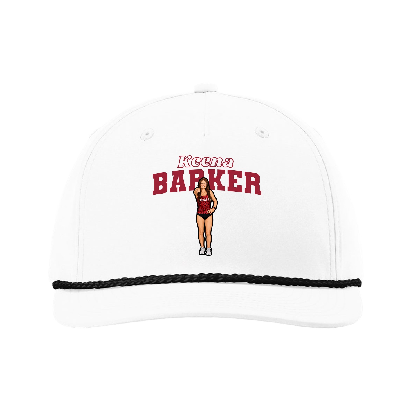Five-Panel Classic Rope Cap — Name Arch in White