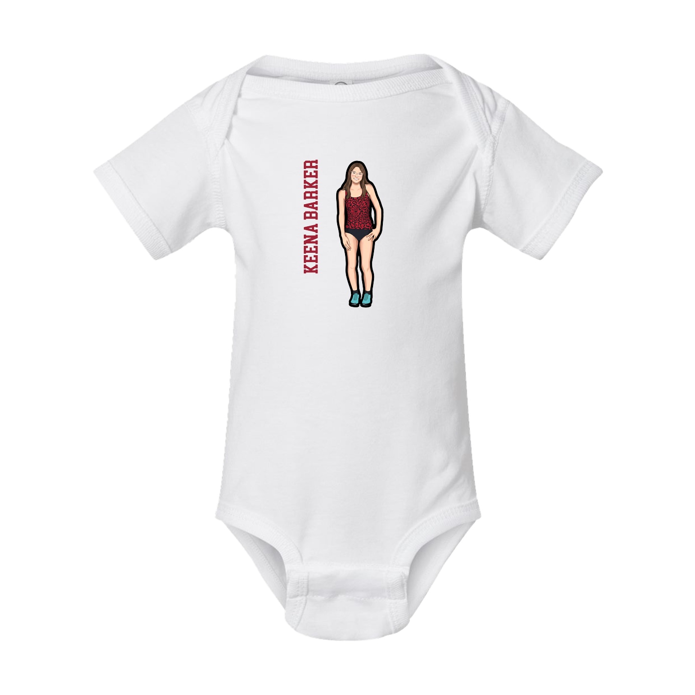 Baby Onesie — Name Vertical in White