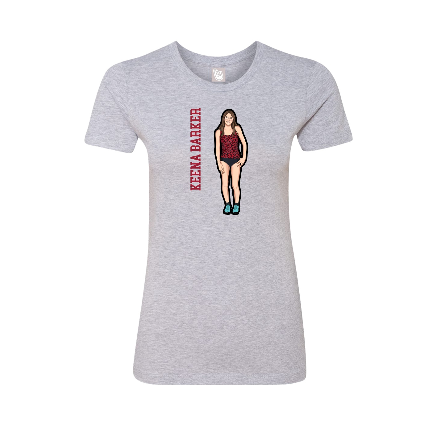 Womens Tee — Name Vertical in Grey