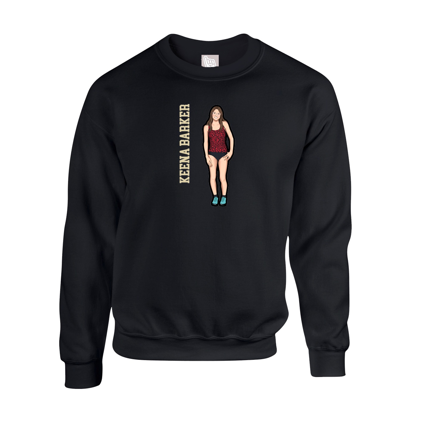Fleece Crew — Name Vertical in Black