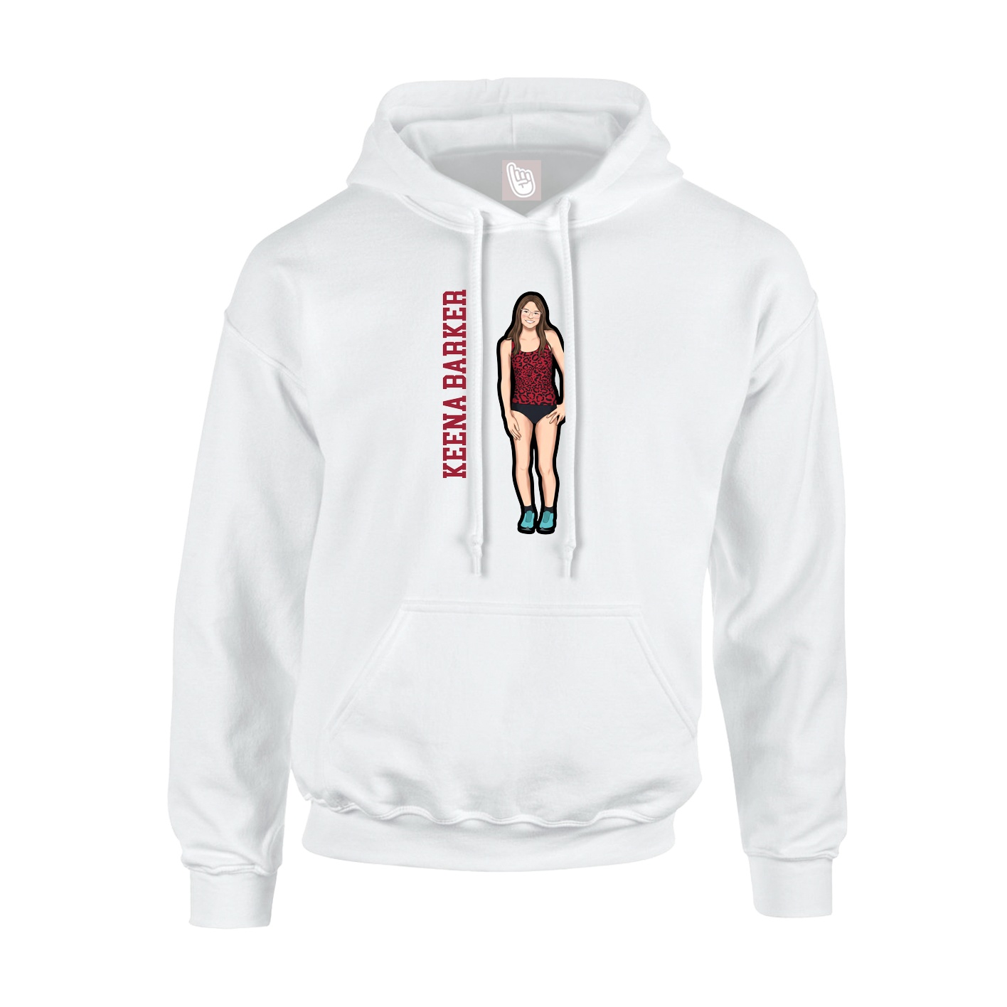 Youth Hoodie — Name Vertical in White