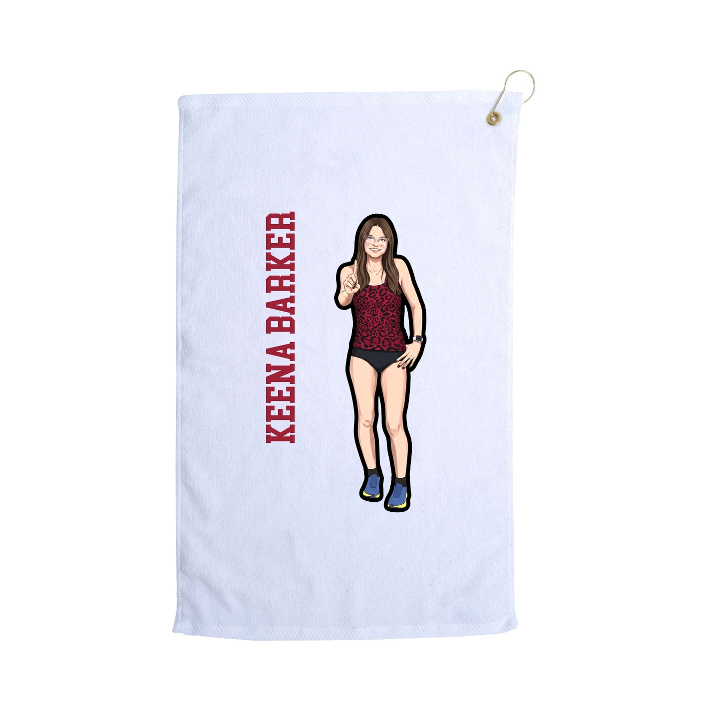 Golf Towel — Name Vertical in White