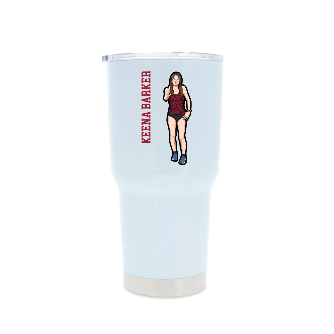 30oz Stainless Steel Tumbler — Name Vertical in White
