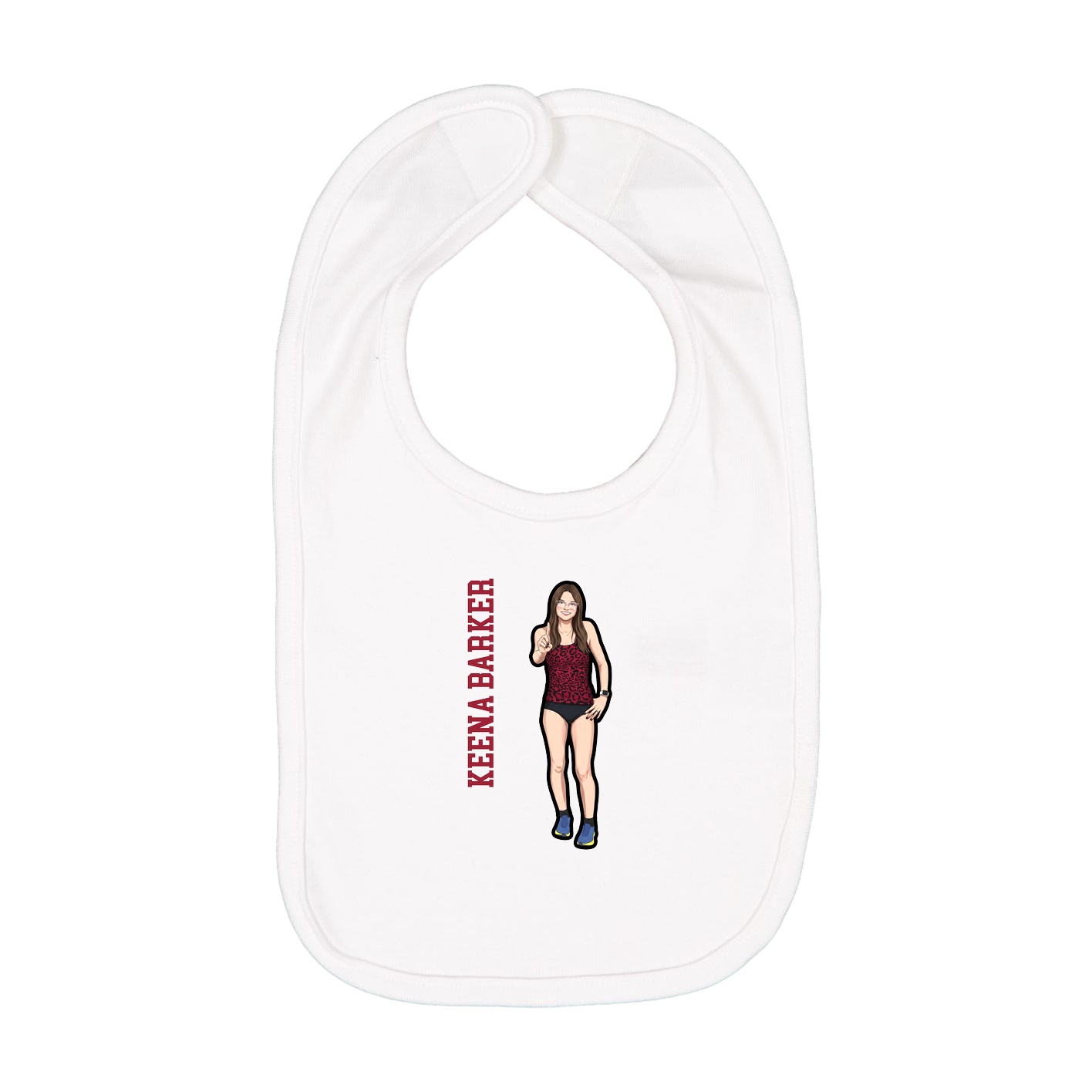 Infant Bib — Name Vertical in White
